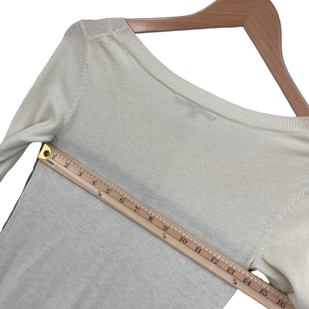 Gap Sweater Womens XS Cream Gray Nylon Long Raglan Sleeve Round Neck Pullover - Picture 9 of 12